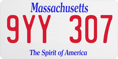 MA license plate 9YY307