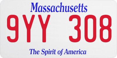 MA license plate 9YY308