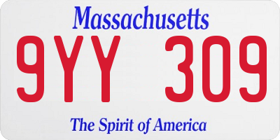 MA license plate 9YY309