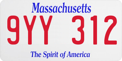 MA license plate 9YY312