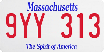 MA license plate 9YY313
