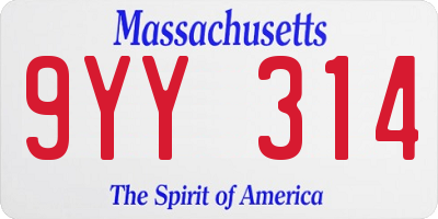 MA license plate 9YY314