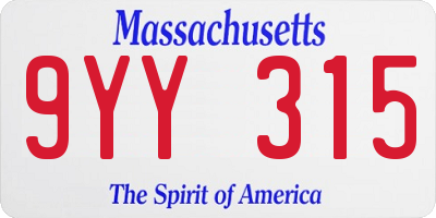 MA license plate 9YY315