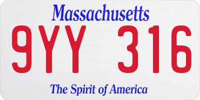 MA license plate 9YY316