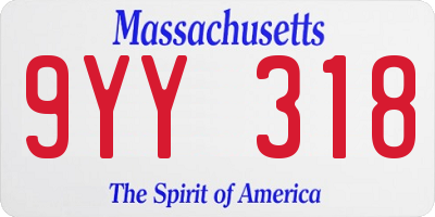 MA license plate 9YY318