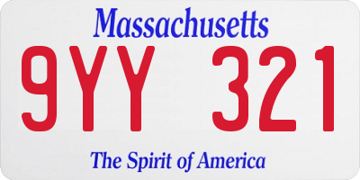 MA license plate 9YY321