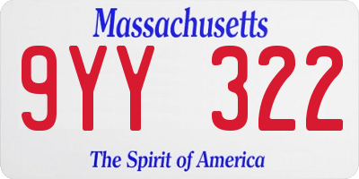 MA license plate 9YY322