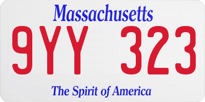 MA license plate 9YY323