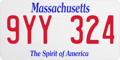 MA license plate 9YY324