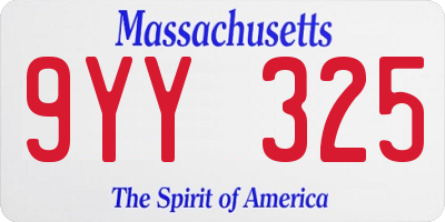 MA license plate 9YY325