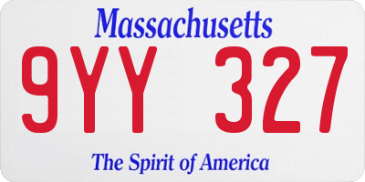 MA license plate 9YY327