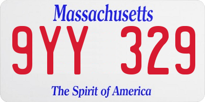 MA license plate 9YY329