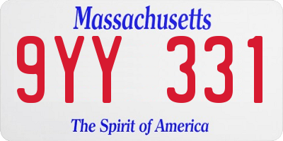 MA license plate 9YY331