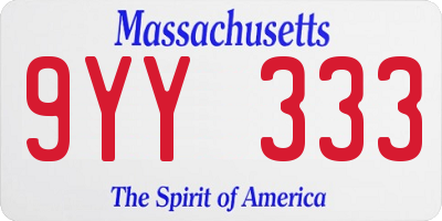 MA license plate 9YY333