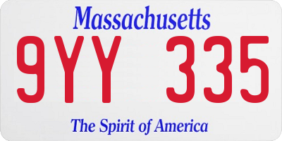 MA license plate 9YY335