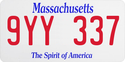 MA license plate 9YY337