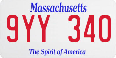 MA license plate 9YY340