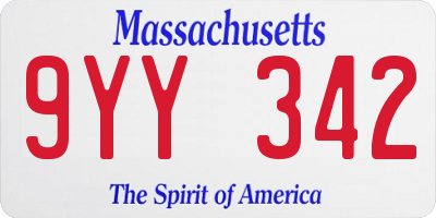 MA license plate 9YY342