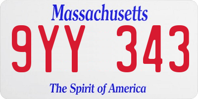 MA license plate 9YY343