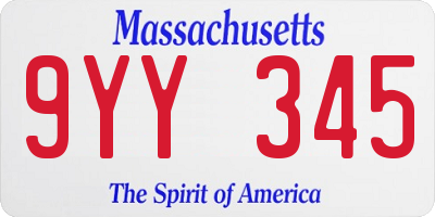 MA license plate 9YY345