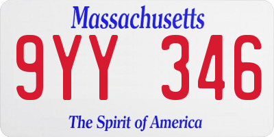 MA license plate 9YY346
