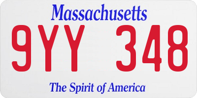 MA license plate 9YY348