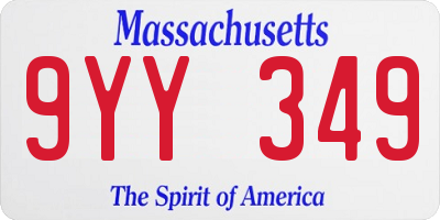 MA license plate 9YY349