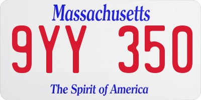 MA license plate 9YY350