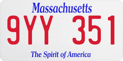 MA license plate 9YY351