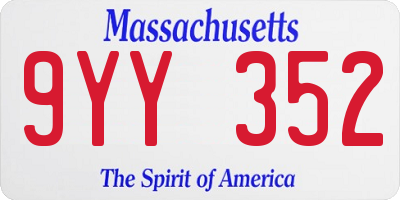 MA license plate 9YY352
