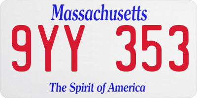 MA license plate 9YY353