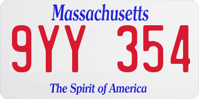 MA license plate 9YY354