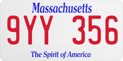 MA license plate 9YY356