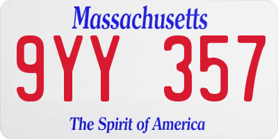 MA license plate 9YY357
