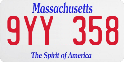 MA license plate 9YY358