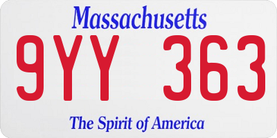MA license plate 9YY363