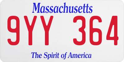 MA license plate 9YY364