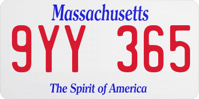 MA license plate 9YY365