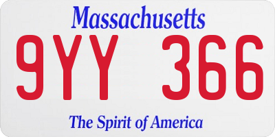 MA license plate 9YY366
