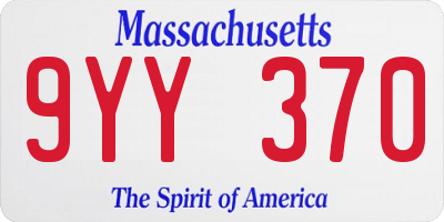 MA license plate 9YY370