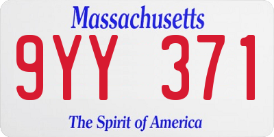 MA license plate 9YY371