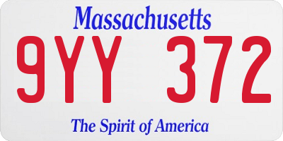 MA license plate 9YY372