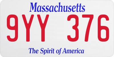 MA license plate 9YY376