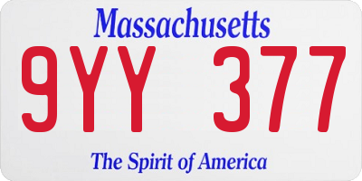 MA license plate 9YY377