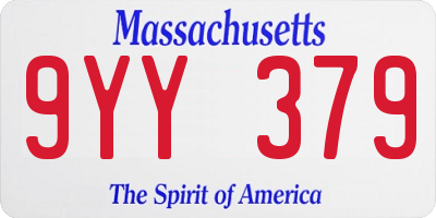 MA license plate 9YY379