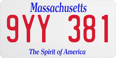 MA license plate 9YY381