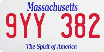 MA license plate 9YY382