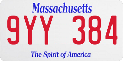 MA license plate 9YY384