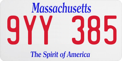 MA license plate 9YY385