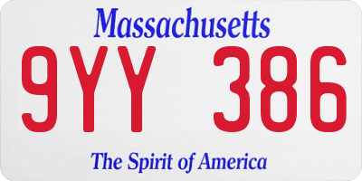 MA license plate 9YY386